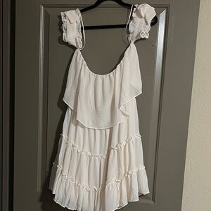 Mable Elegant Cream Ruffled Dress